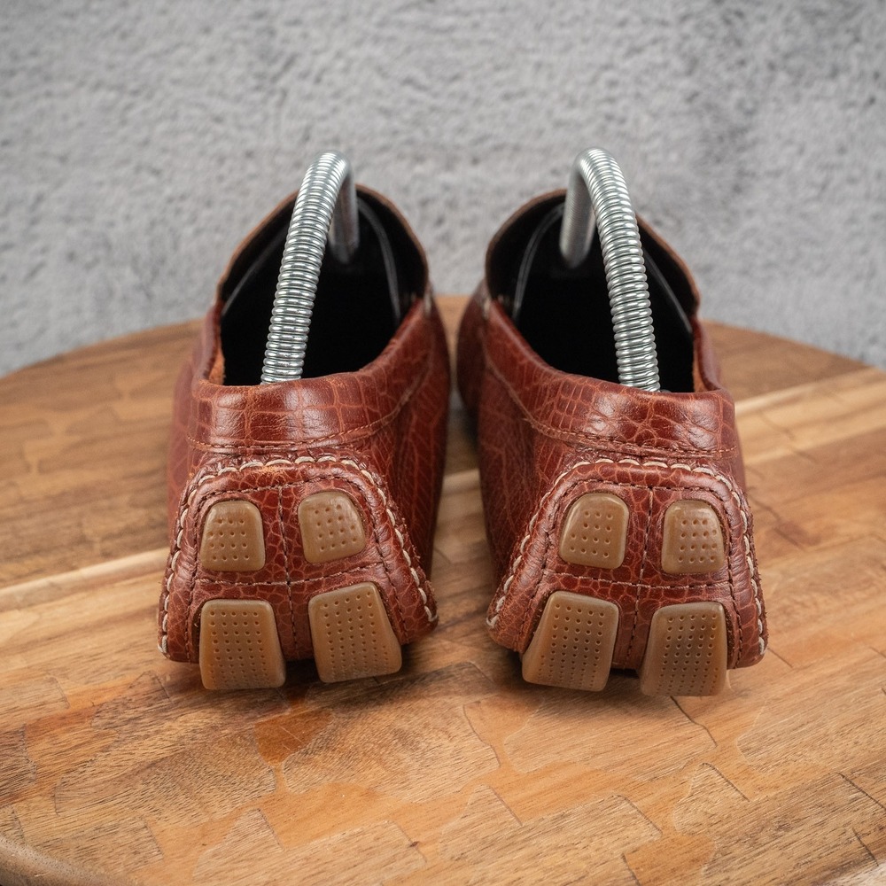 Cole Haan Brown Croc-Embossed Leather Driving Loafers - Picture 4 of 7